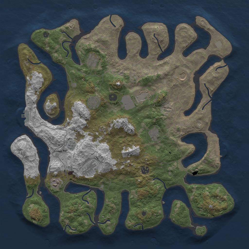 Rust Map: Procedural Map, Size: 4500, Seed: 4757051, 17 Monuments