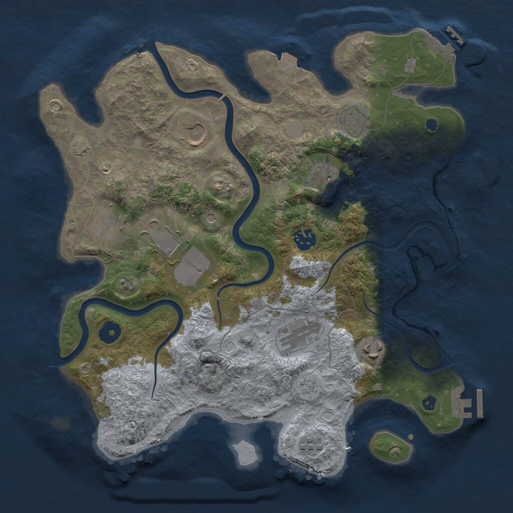 Rust Map: Procedural Map, Size: 3550, Seed: 401211, 15 Monuments