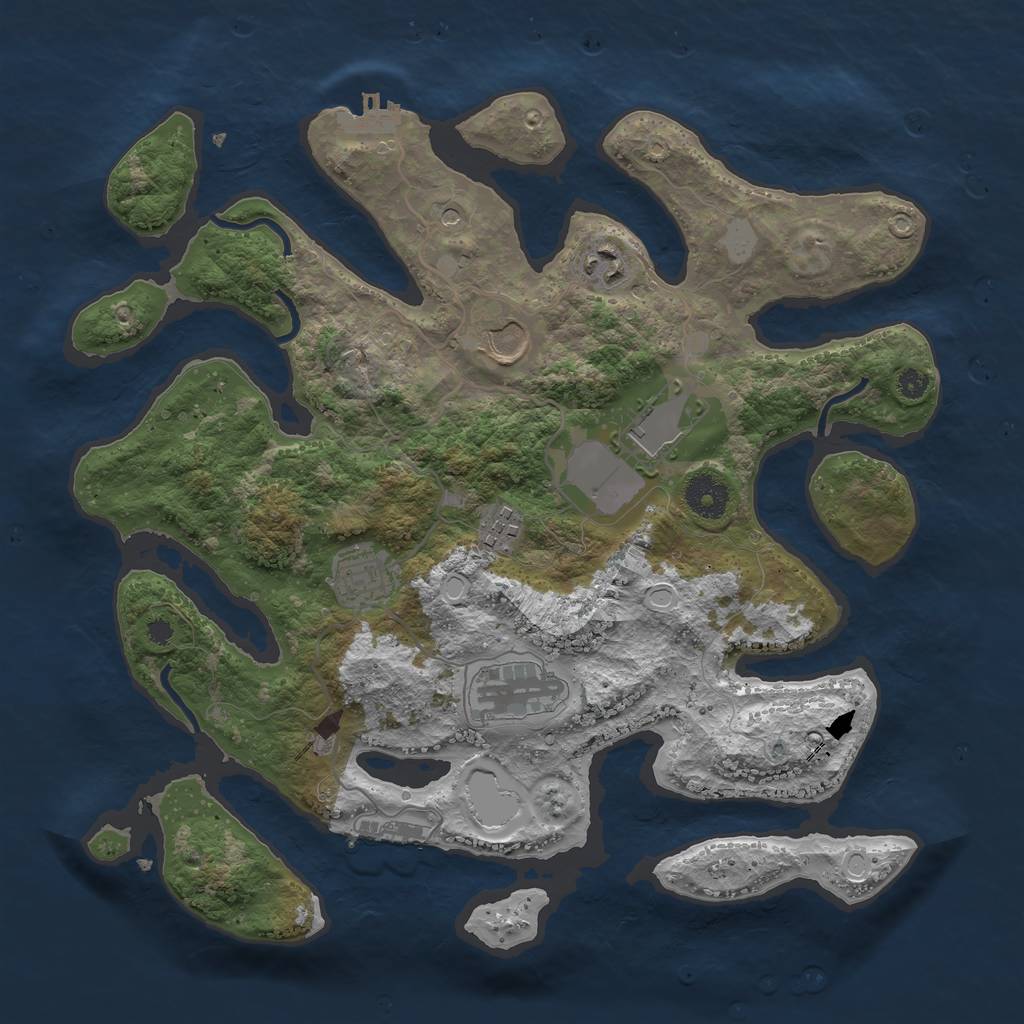 Rust Map: Procedural Map, Size: 3550, Seed: 714222, 14 Monuments