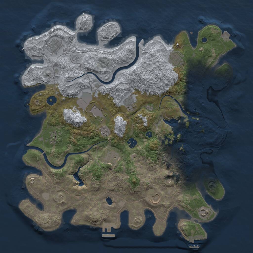 Rust Map: Procedural Map, Size: 4000, Seed: 209764, 16 Monuments