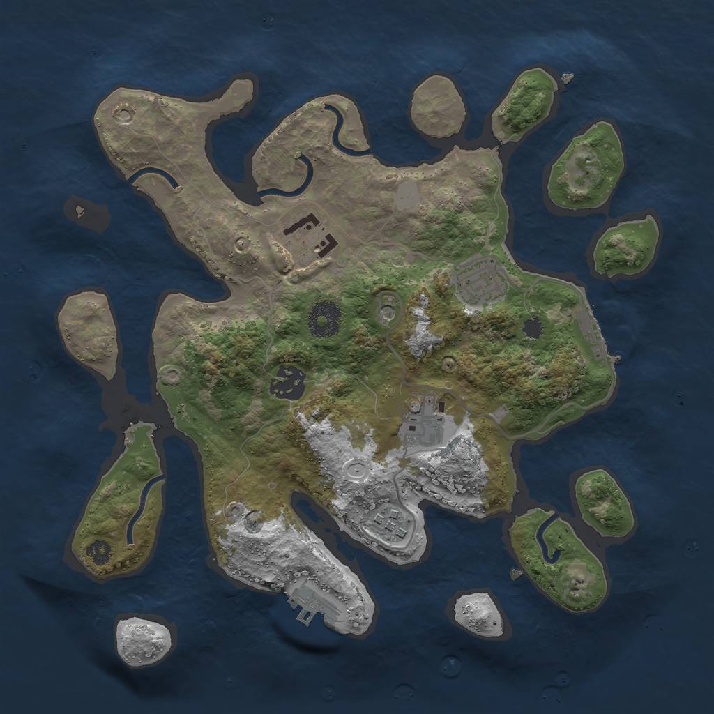 Rust Map: Procedural Map, Size: 3000, Seed: 801805, 13 Monuments