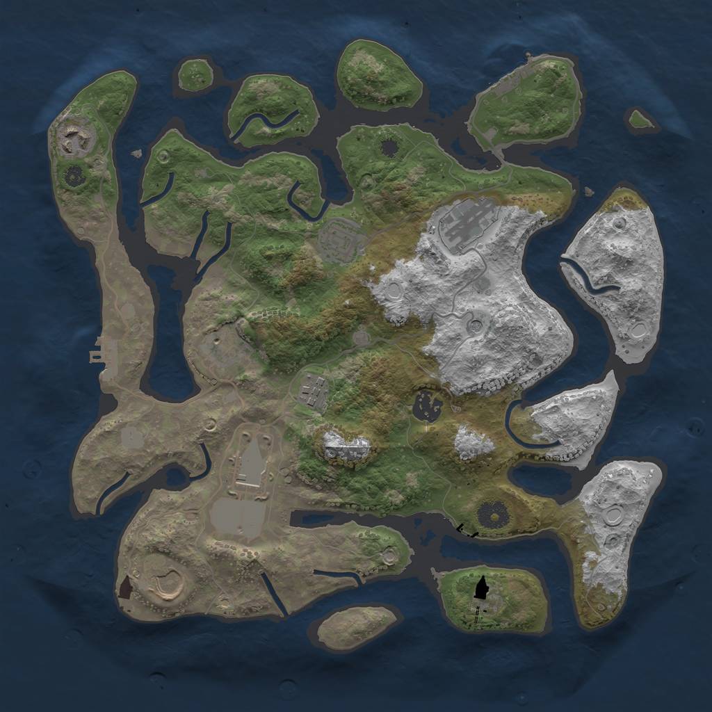 Rust Map: Procedural Map, Size: 3550, Seed: 532371, 16 Monuments