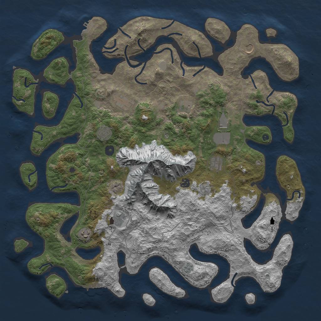 Rust Map: Procedural Map, Size: 5000, Seed: 1202, 18 Monuments
