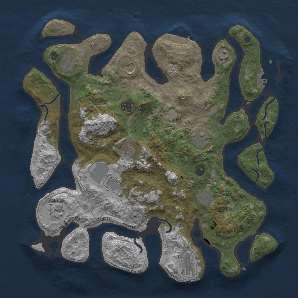 Rust Map: Procedural Map, Size: 4050, Seed: 672985974, 19 Monuments