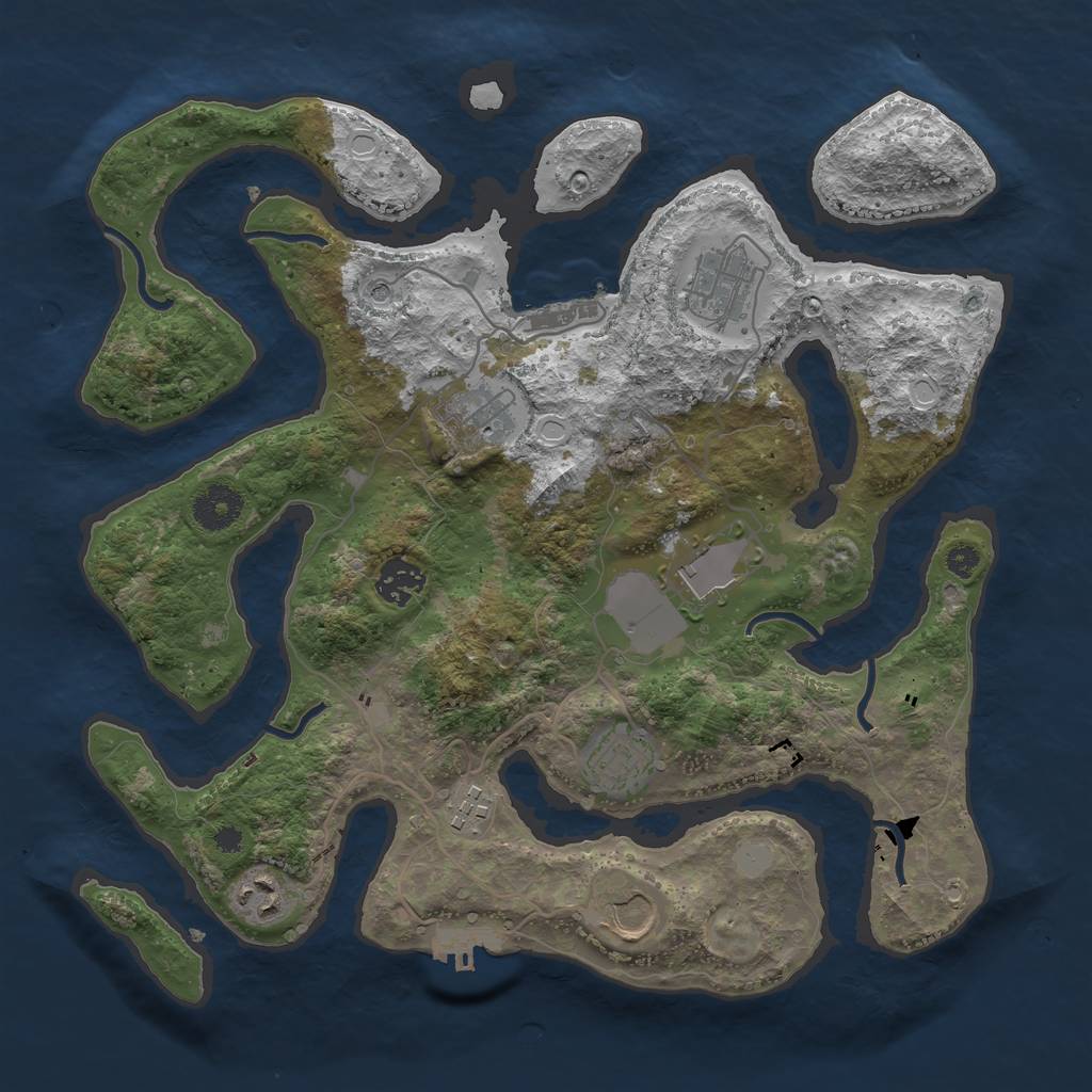 Rust Map: Procedural Map, Size: 3500, Seed: 886512, 16 Monuments