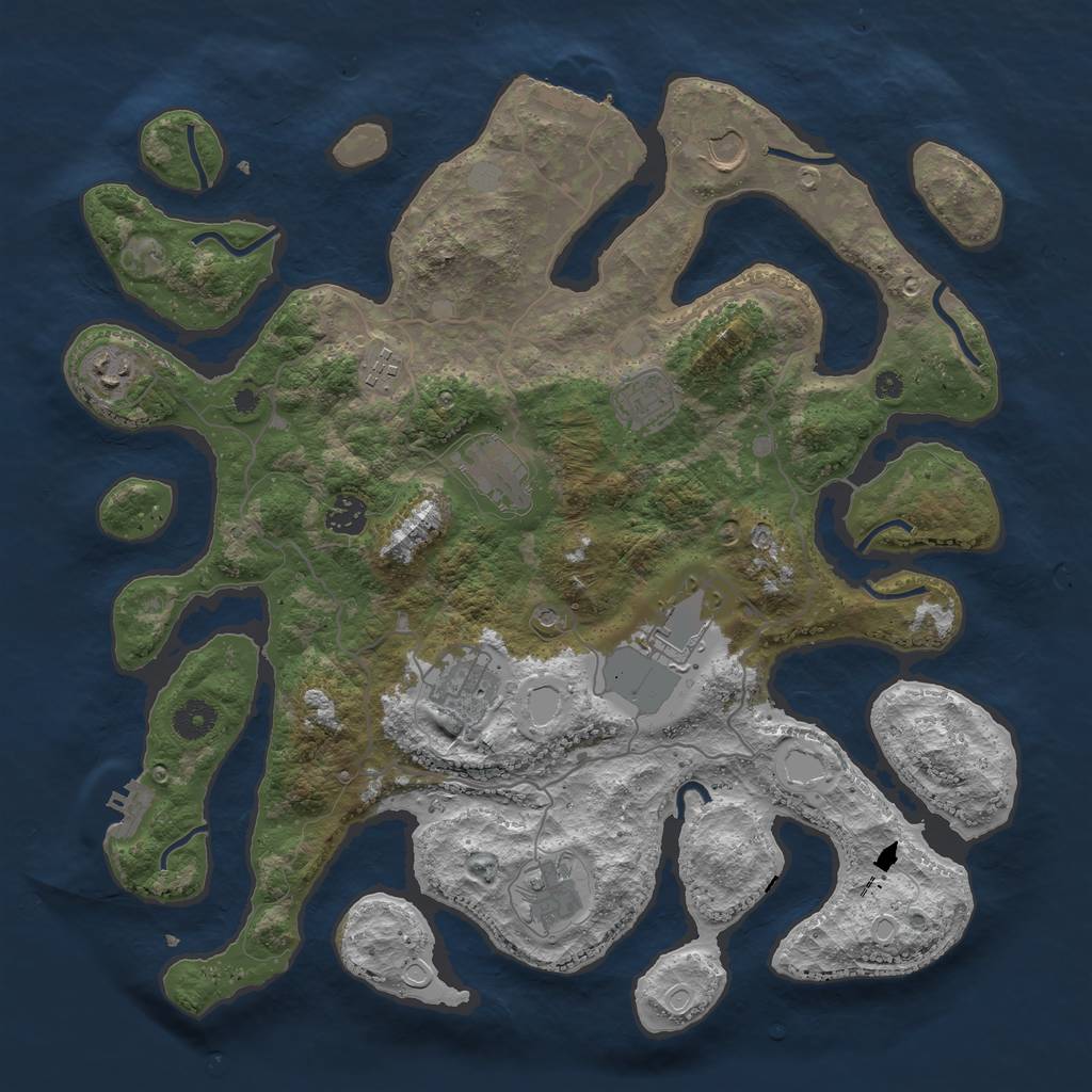 Rust Map: Procedural Map, Size: 4000, Seed: 240576, 17 Monuments