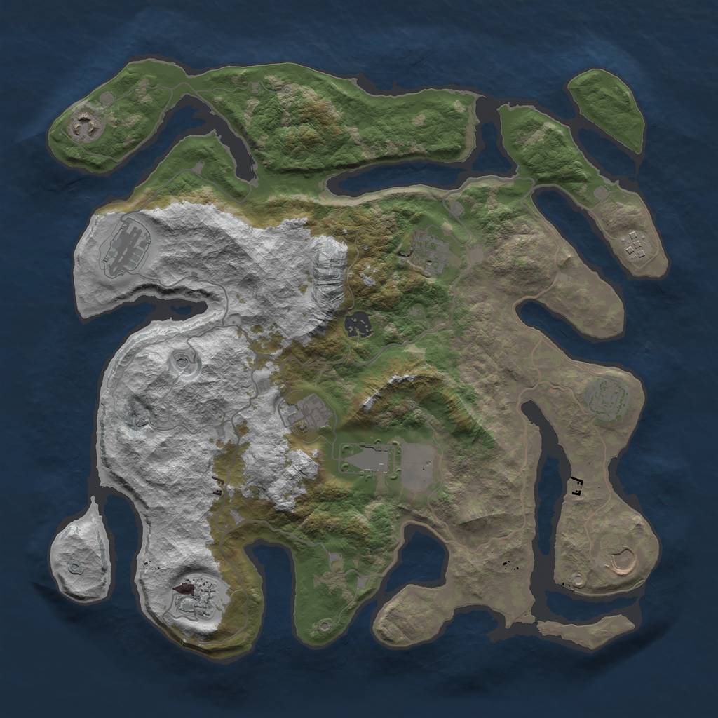 Rust Map: Barren, Size: 4000, Seed: 1167000611, 13 Monuments