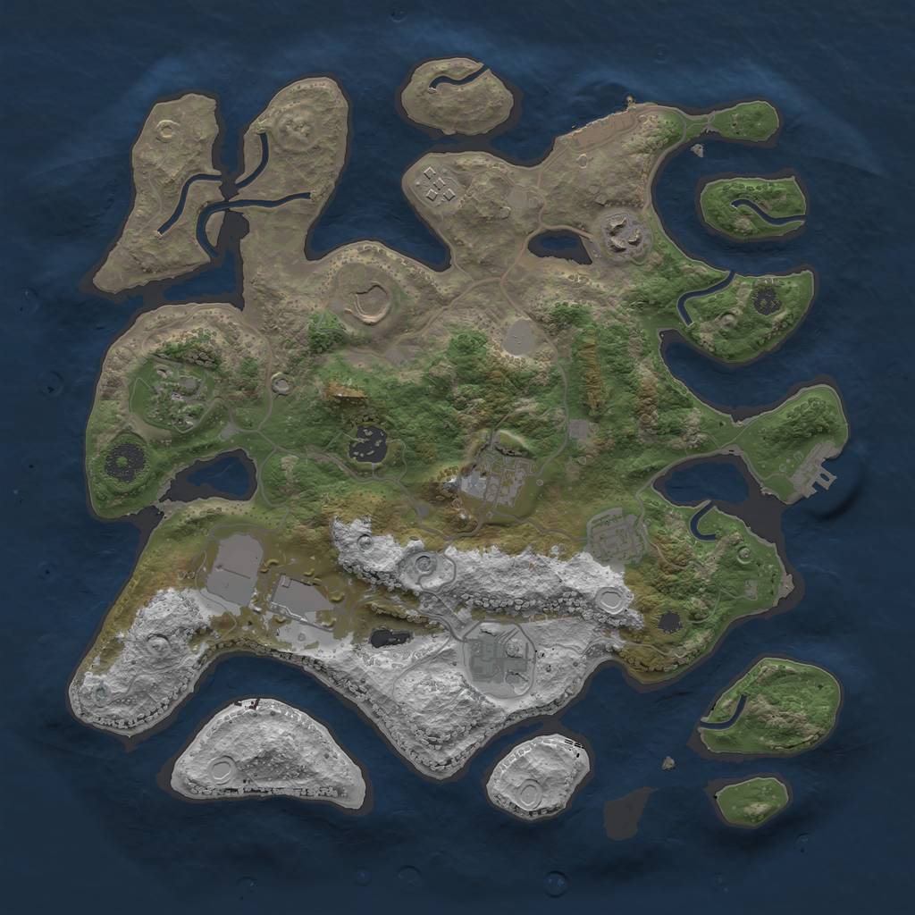 Rust Map: Procedural Map, Size: 3500, Seed: 713666, 17 Monuments