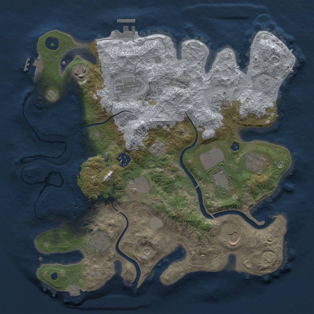 Rust Map: Procedural Map, Size: 3500, Seed: 725174597, 16 Monuments