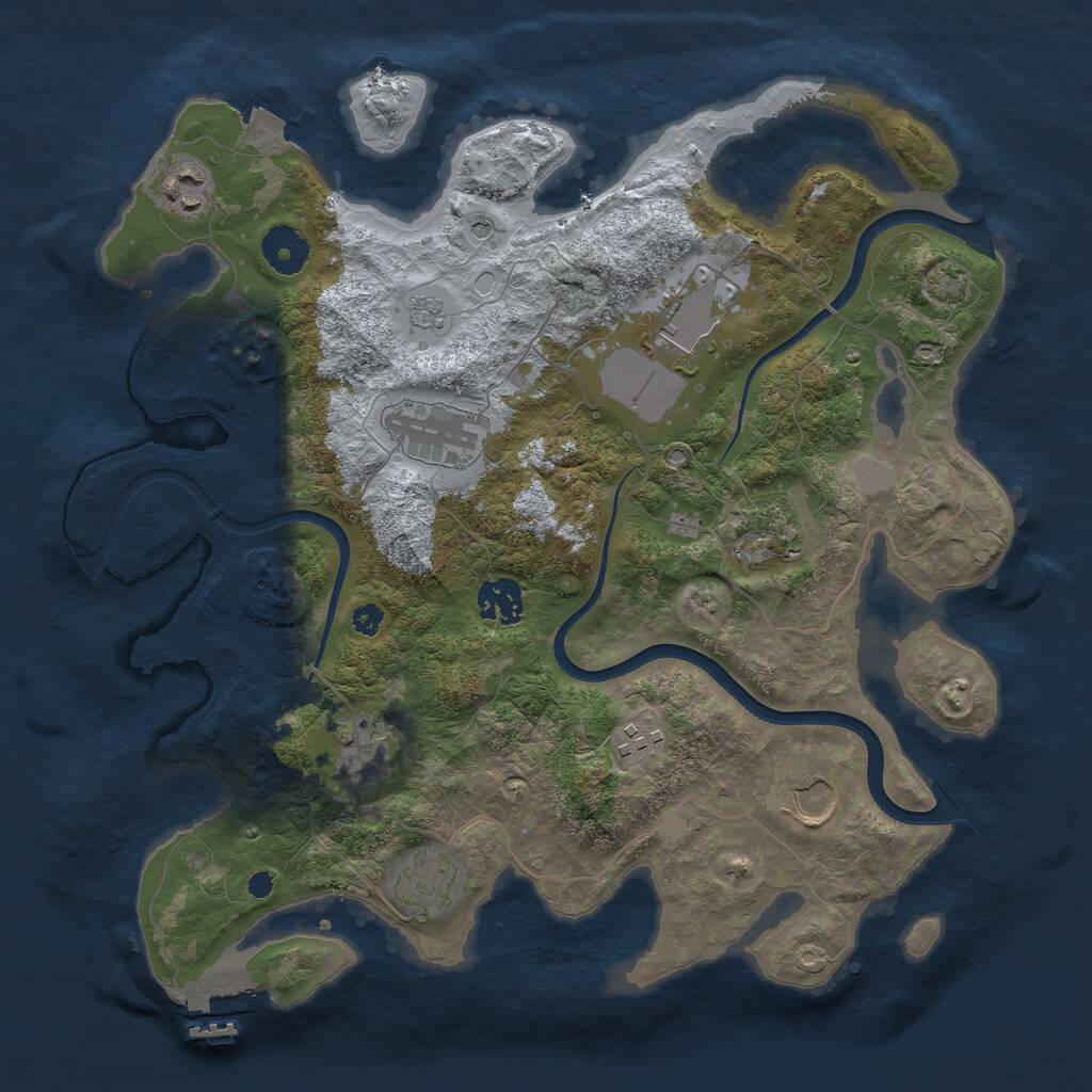 Rust Map: Procedural Map, Size: 3500, Seed: 156, 14 Monuments