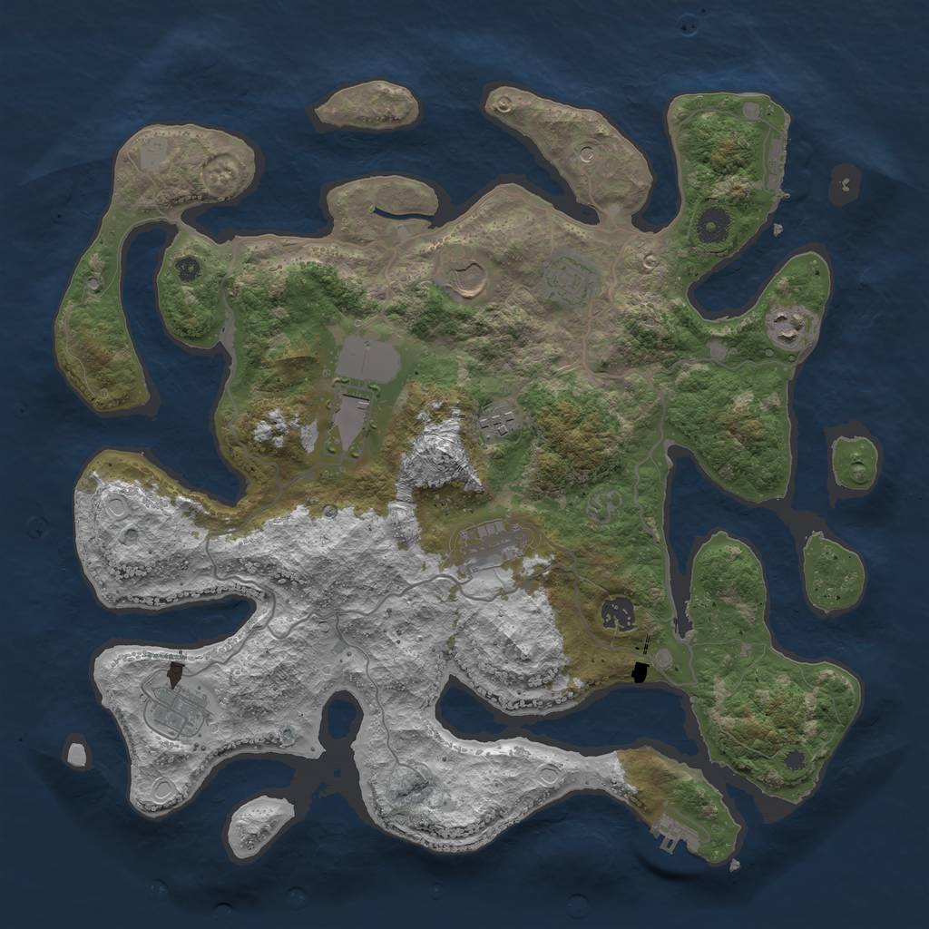 Rust Map: Procedural Map, Size: 4000, Seed: 72124, 16 Monuments