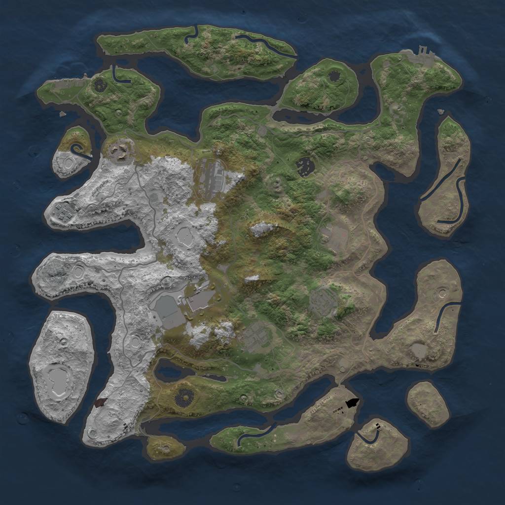 Rust Map: Procedural Map, Size: 4000, Seed: 897779, 16 Monuments