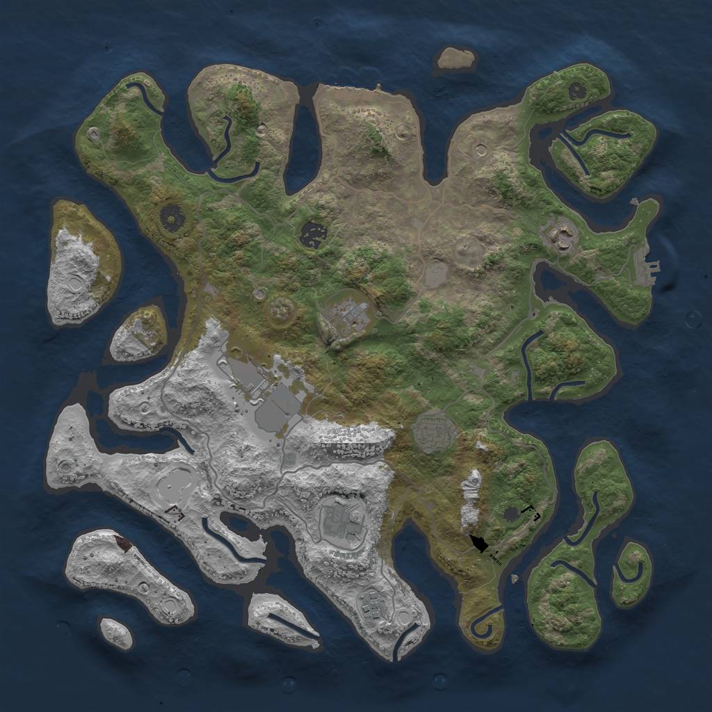 Rust Map: Procedural Map, Size: 4000, Seed: 845125, 15 Monuments