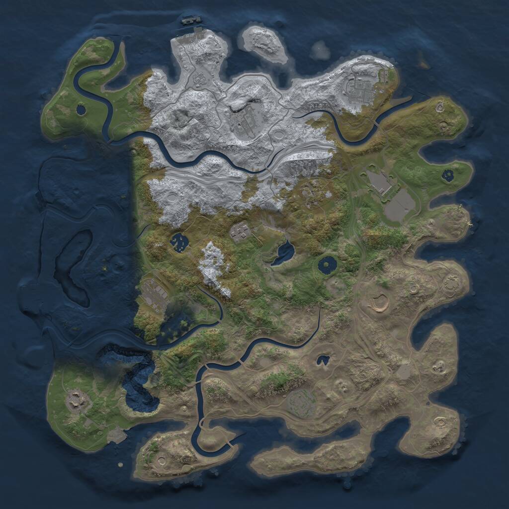 Rust Map: Procedural Map, Size: 4250, Seed: 14051, 16 Monuments