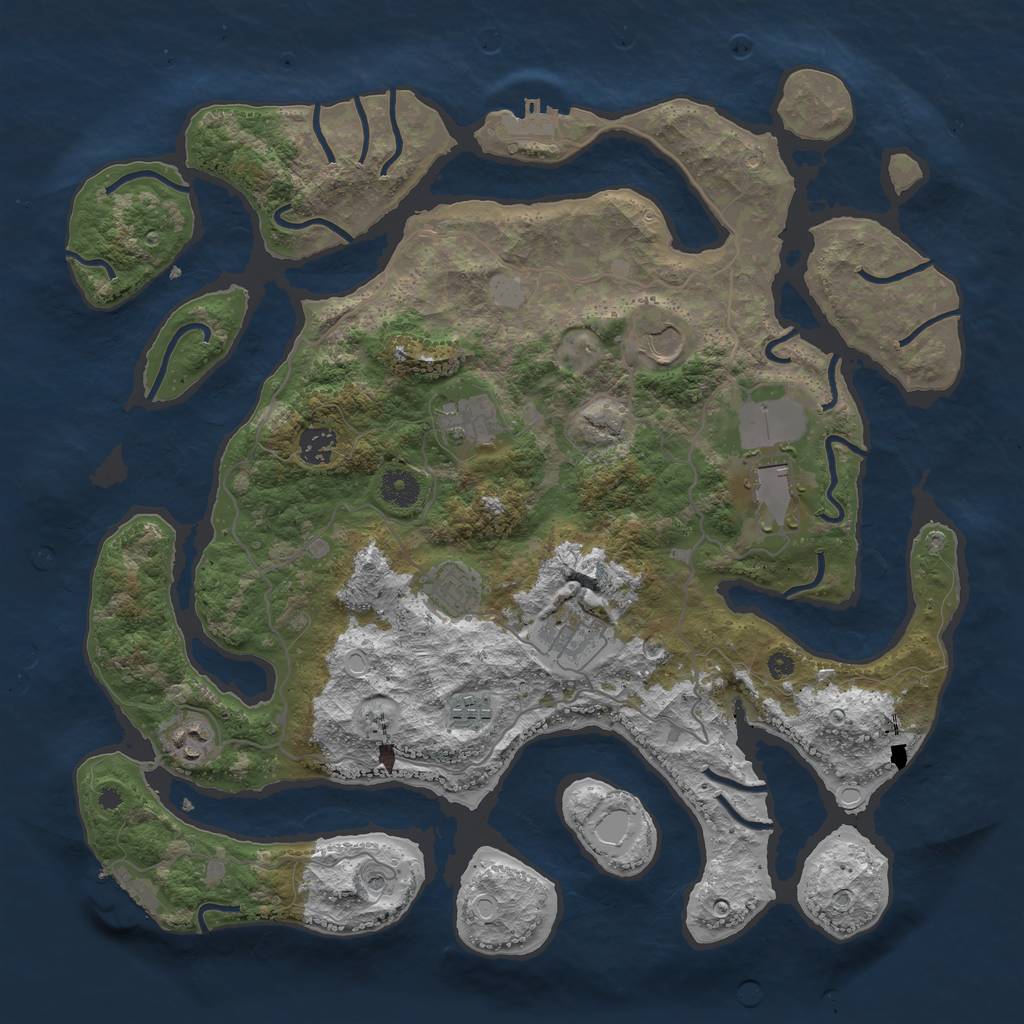 Rust Map: Procedural Map, Size: 4000, Seed: 455328, 16 Monuments