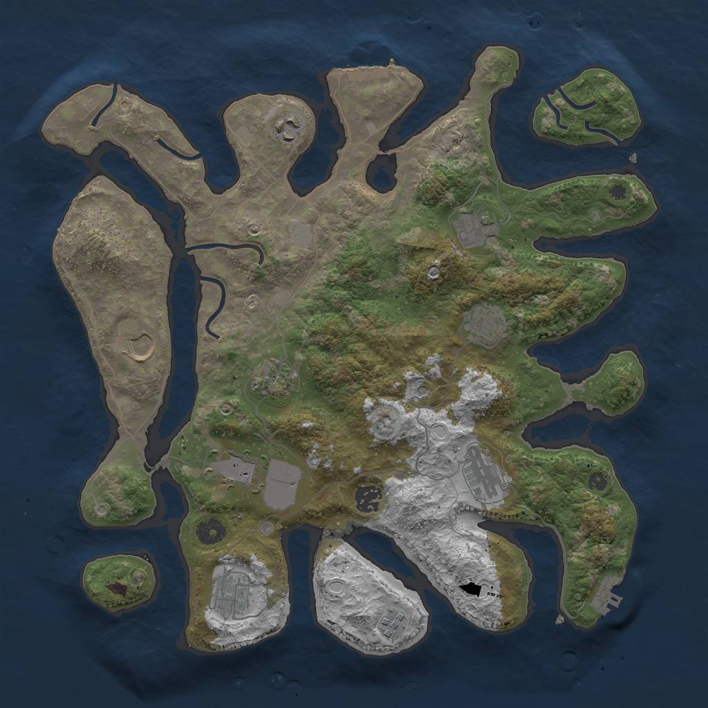 Rust Map: Procedural Map, Size: 3850, Seed: 648363894, 18 Monuments