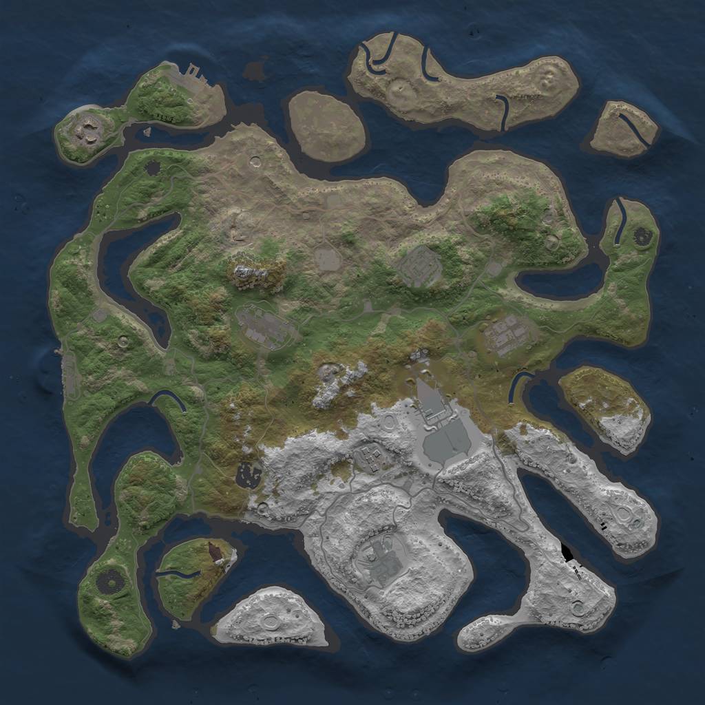 Rust Map: Procedural Map, Size: 4000, Seed: 400684, 16 Monuments