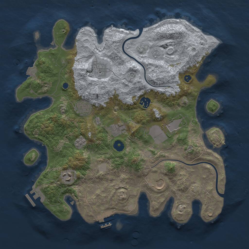 Rust Map: Procedural Map, Size: 3500, Seed: 3174748, 14 Monuments