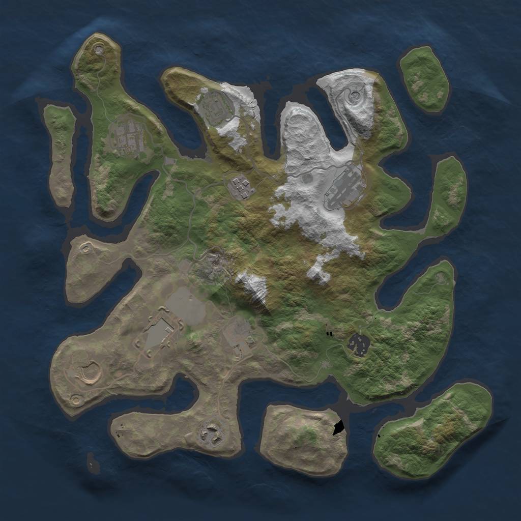 Rust Map: Barren, Size: 3500, Seed: 62343812, 12 Monuments