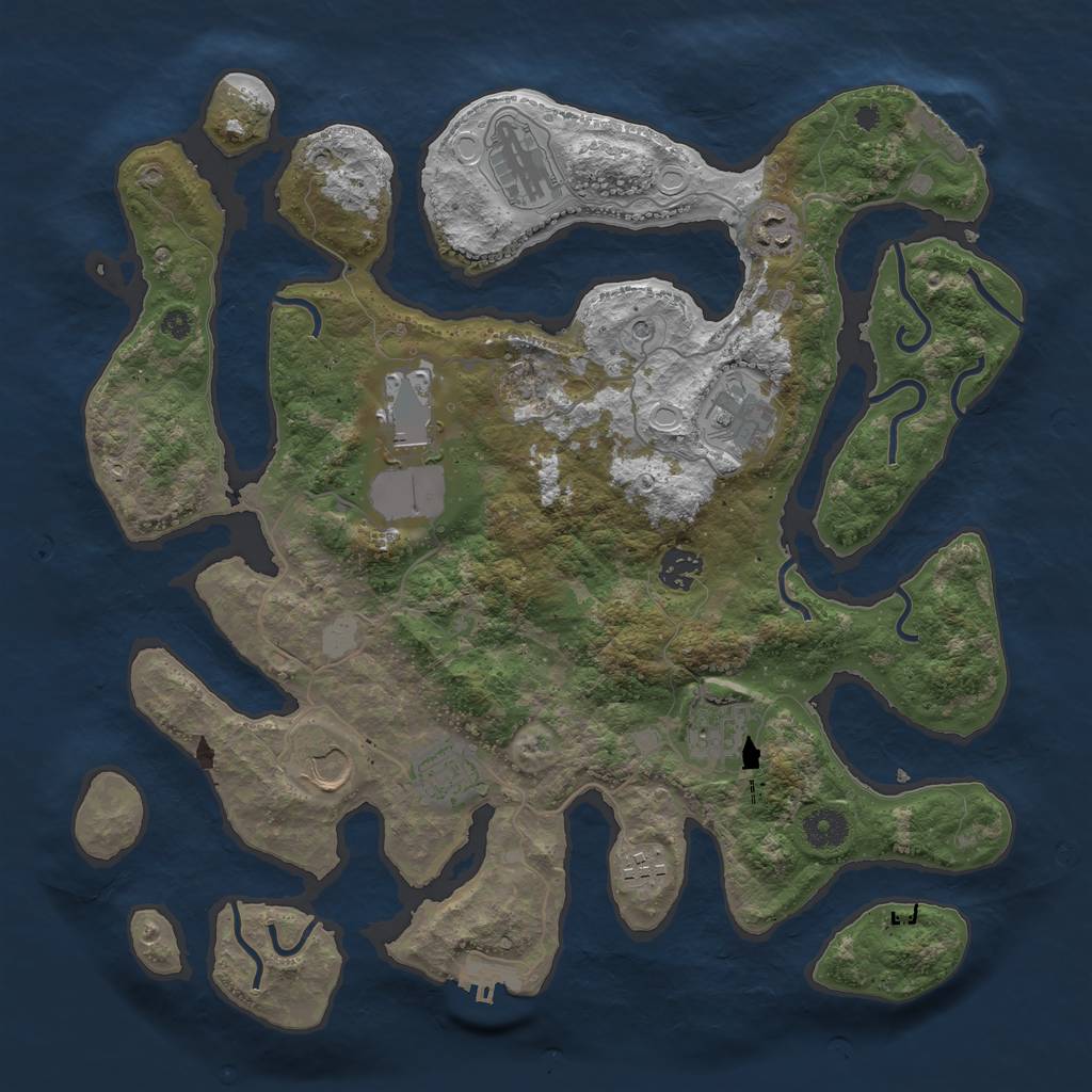 Rust Map: Procedural Map, Size: 3850, Seed: 175282493, 17 Monuments