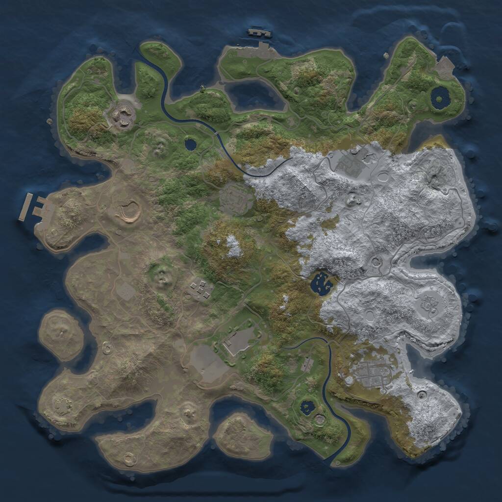 Rust Map: Procedural Map, Size: 3500, Seed: 75117692, 14 Monuments