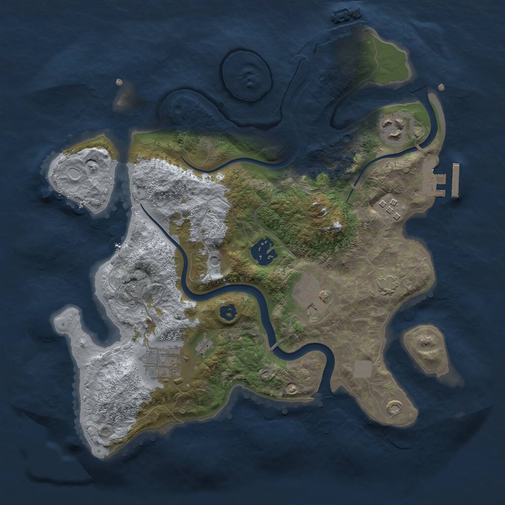 Rust Map: Procedural Map, Size: 3000, Seed: 840268, 10 Monuments