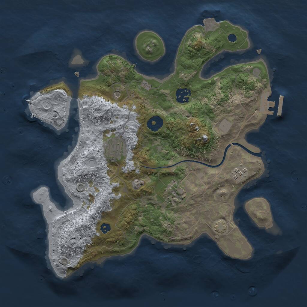 Rust Map: Procedural Map, Size: 3000, Seed: 840268, 8 Monuments