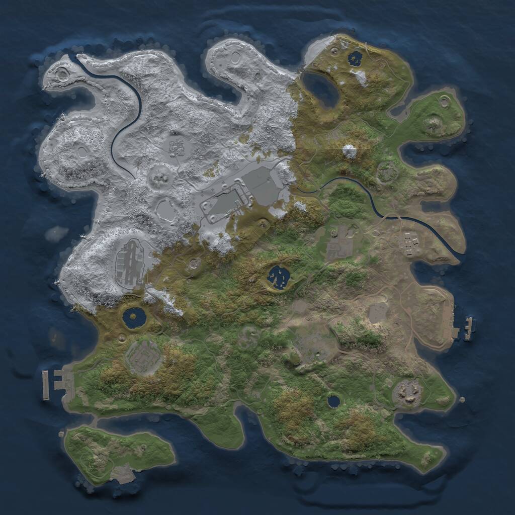 Rust Map: Procedural Map, Size: 3500, Seed: 8745644, 14 Monuments