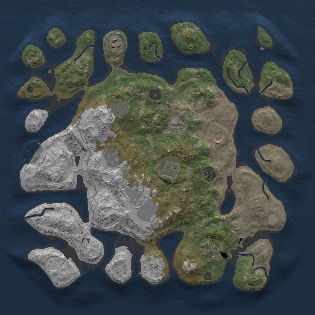 Rust Map: Procedural Map, Size: 4000, Seed: 517837, 16 Monuments