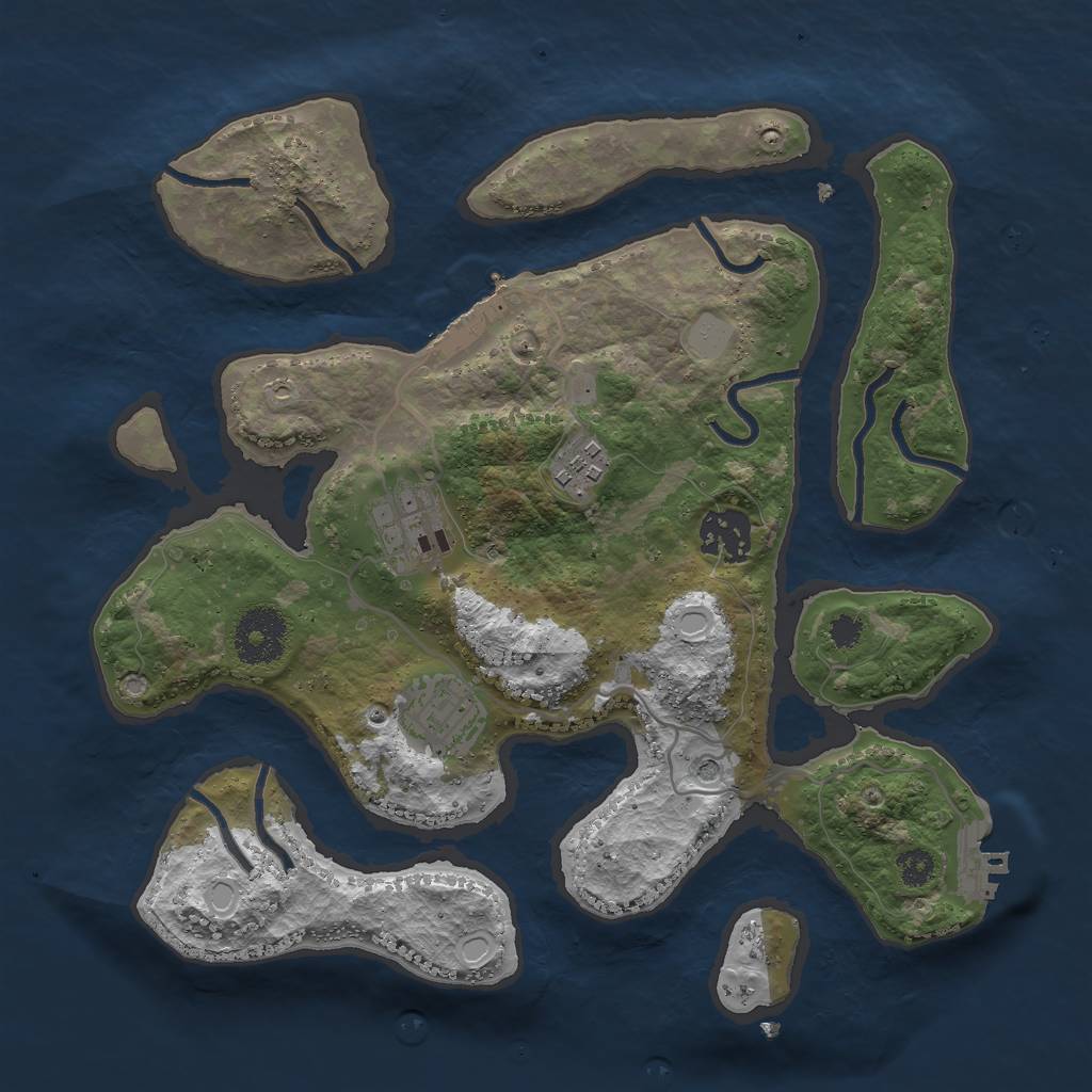 Rust Map: Procedural Map, Size: 3000, Seed: 54422, 12 Monuments