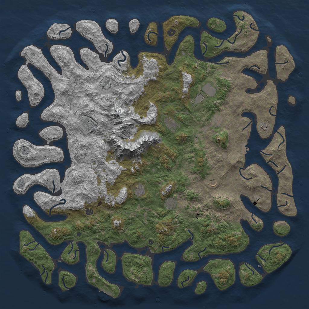Rust Map: Procedural Map, Size: 6000, Seed: 393123316, 19 Monuments