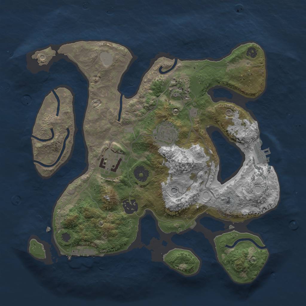 Rust Map: Procedural Map, Size: 3000, Seed: 6737, 12 Monuments