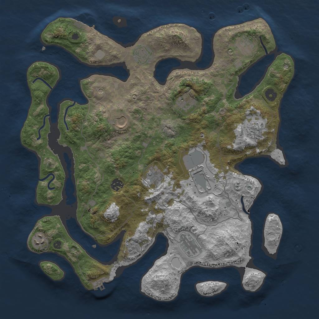 Rust Map: Procedural Map, Size: 4000, Seed: 989051272, 19 Monuments