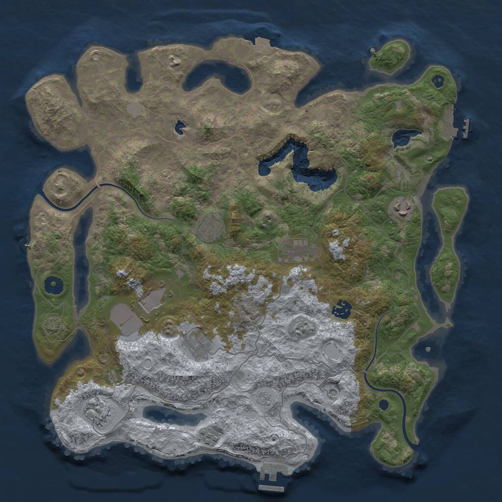 Rust Map: Procedural Map, Size: 4000, Seed: 219125, 14 Monuments