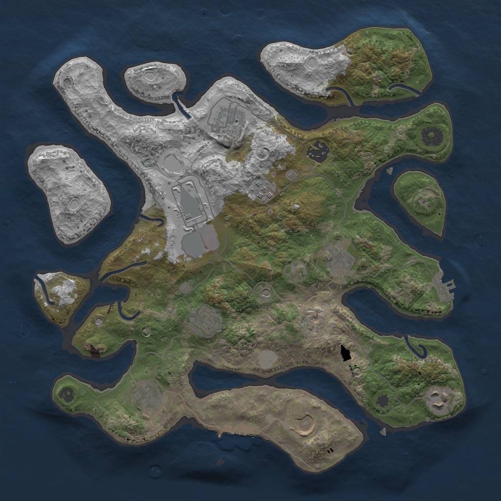 Rust Map: Procedural Map, Size: 3550, Seed: 855824, 17 Monuments