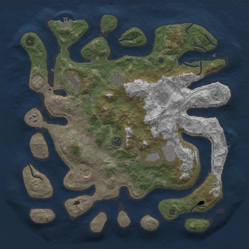 Rust Map: Procedural Map, Size: 4000, Seed: 148984, 16 Monuments