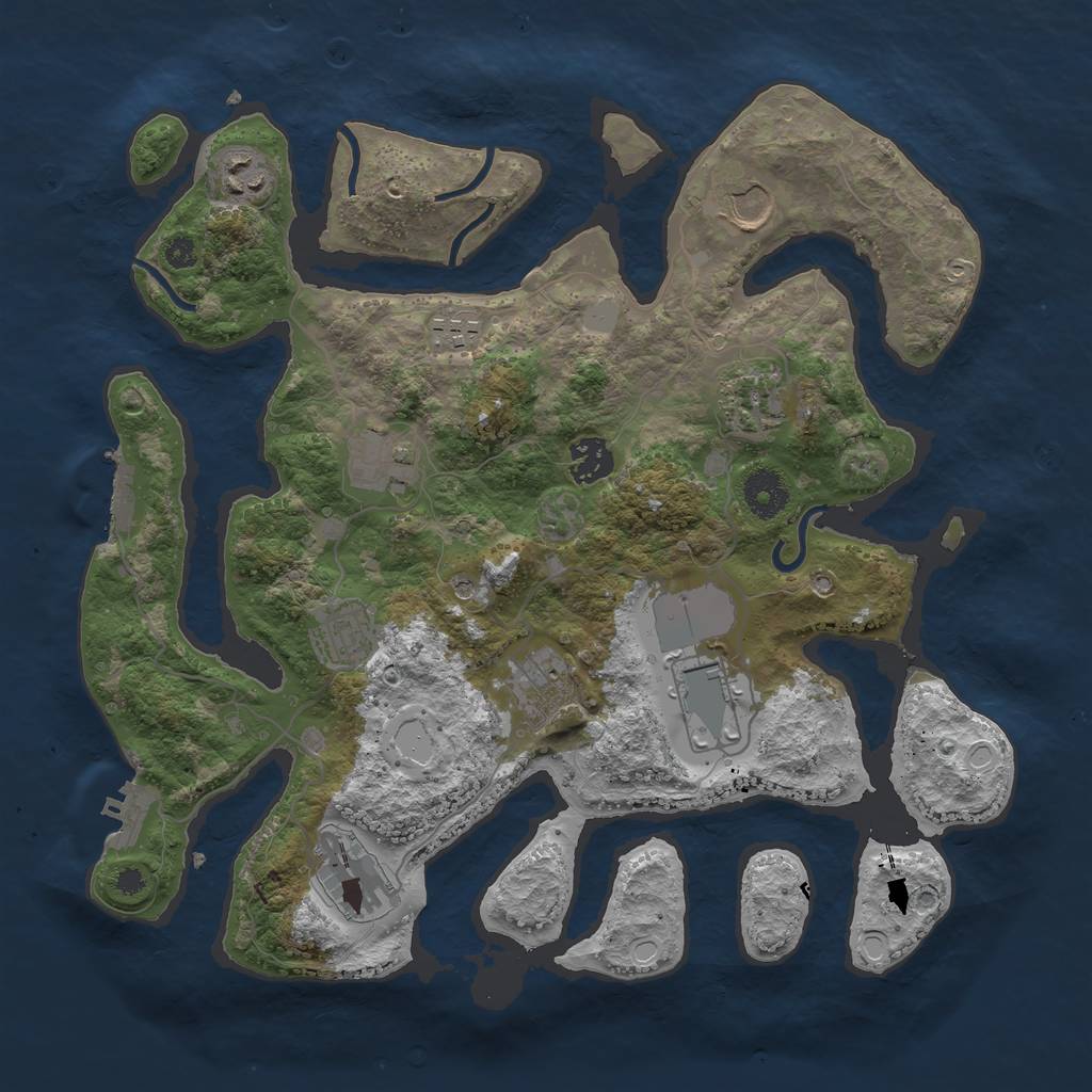 Rust Map: Procedural Map, Size: 3550, Seed: 193011, 18 Monuments