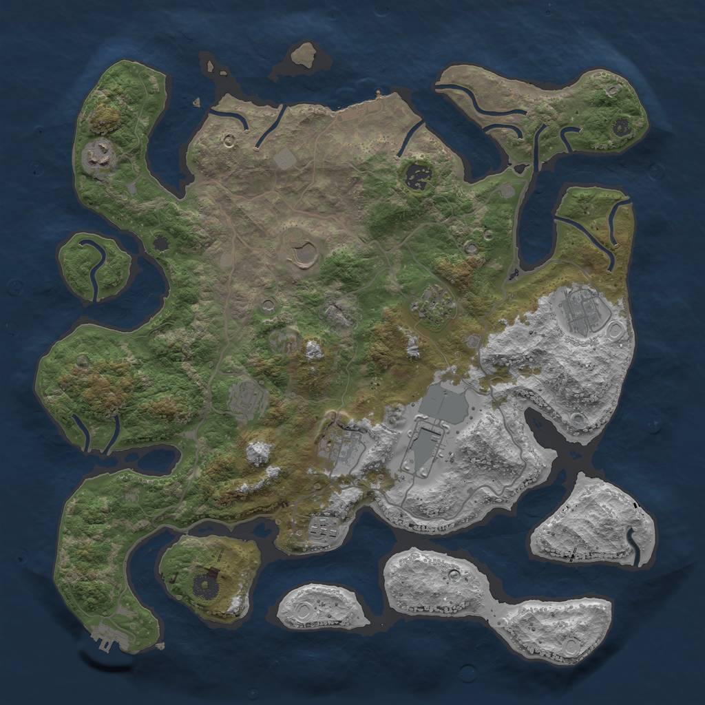 Rust Map: Procedural Map, Size: 4000, Seed: 588850, 17 Monuments