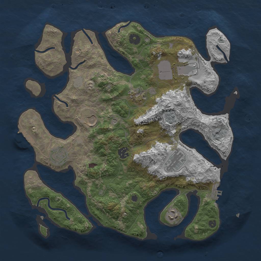 Rust Map: Procedural Map, Size: 3500, Seed: 826364825, 16 Monuments