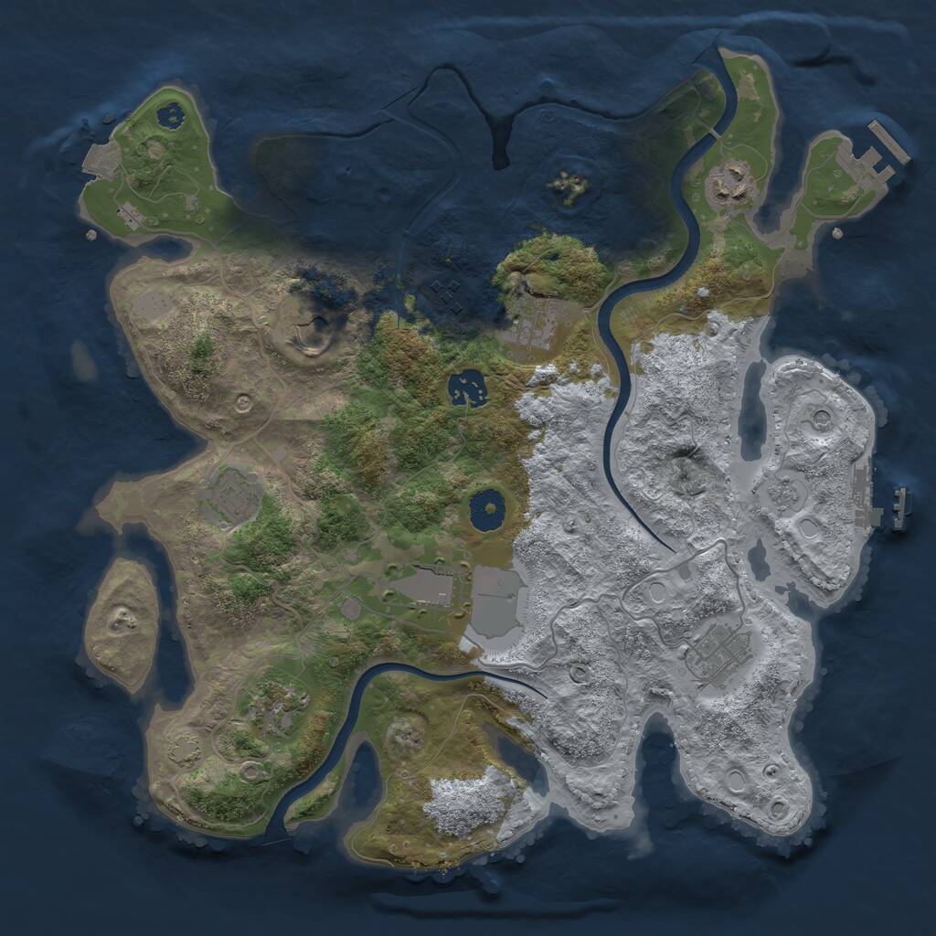 Rust Map: Procedural Map, Size: 3550, Seed: 100302, 15 Monuments