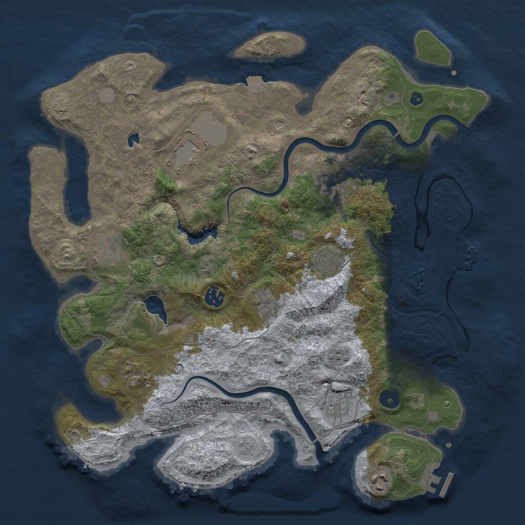 Rust Map: Procedural Map, Size: 4000, Seed: 598264, 16 Monuments