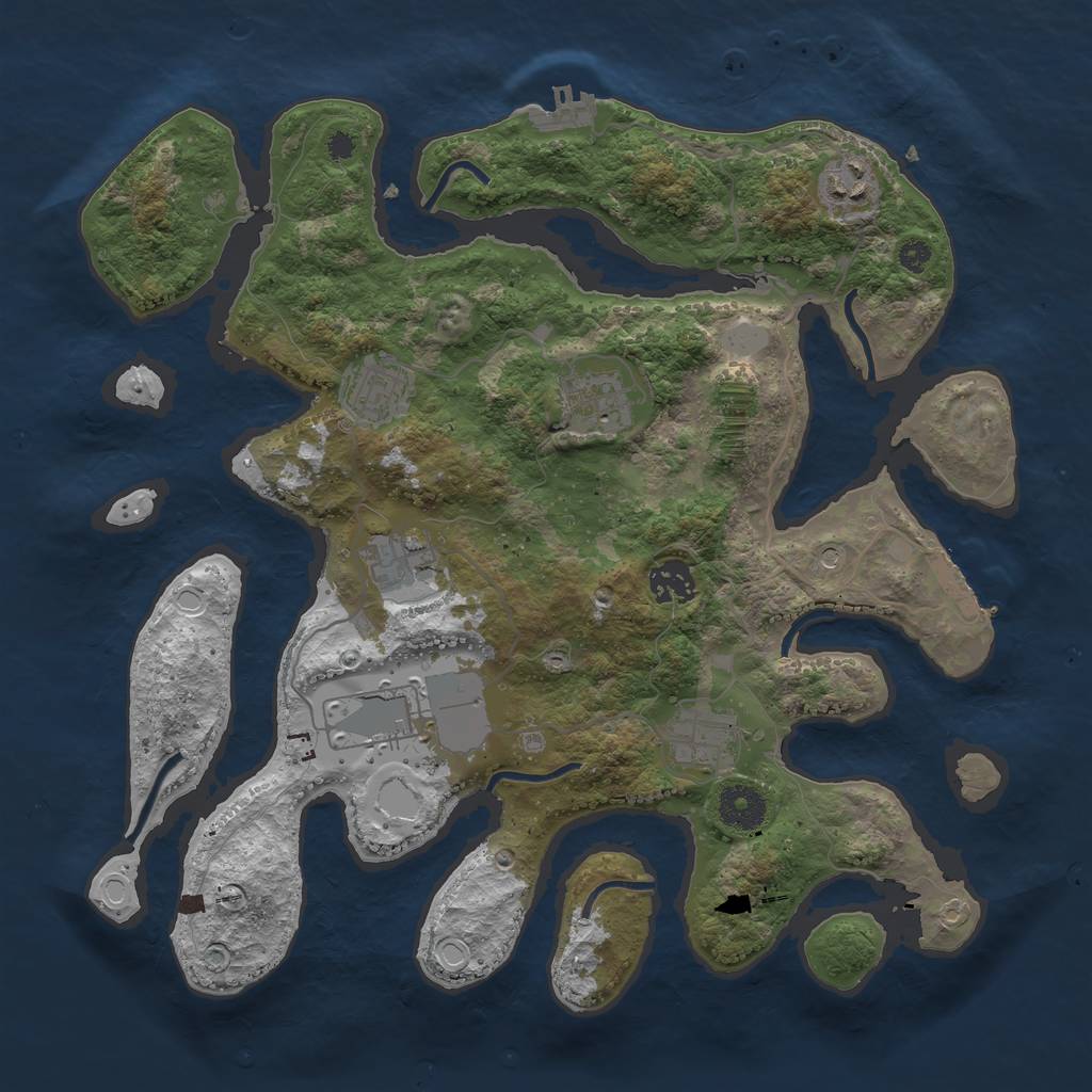 Rust Map: Procedural Map, Size: 3550, Seed: 378756, 15 Monuments