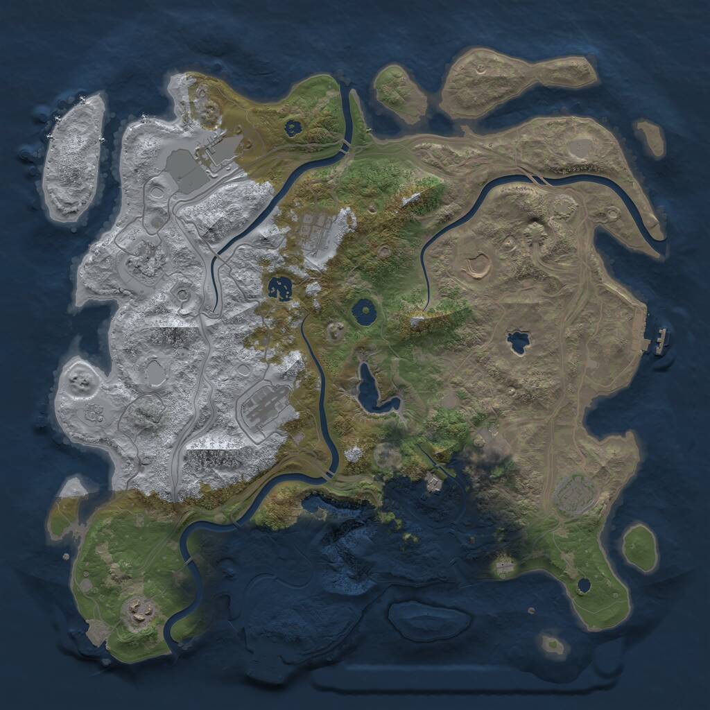 Rust Map: Procedural Map, Size: 4250, Seed: 601094379, 16 Monuments