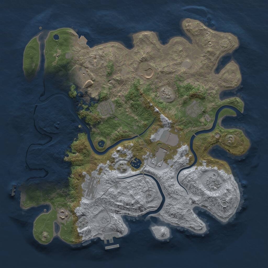 Rust Map: Procedural Map, Size: 3850, Seed: 397170917, 16 Monuments