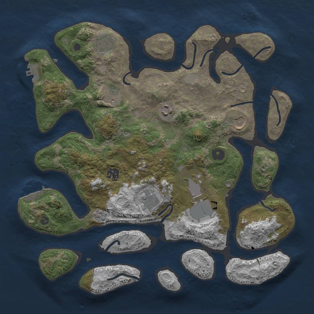 Rust Map: Procedural Map, Size: 3700, Seed: 35085442, 16 Monuments