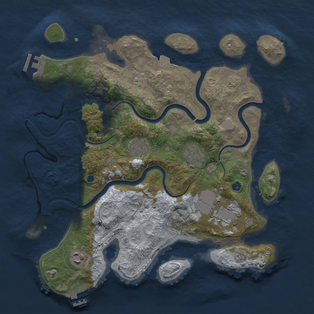 Rust Map: Procedural Map, Size: 3500, Seed: 93281713, 11 Monuments