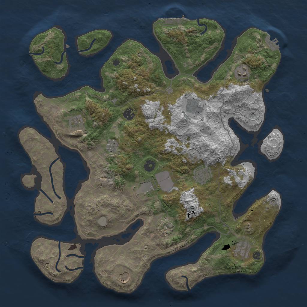 Rust Map: Procedural Map, Size: 4000, Seed: 402125, 18 Monuments