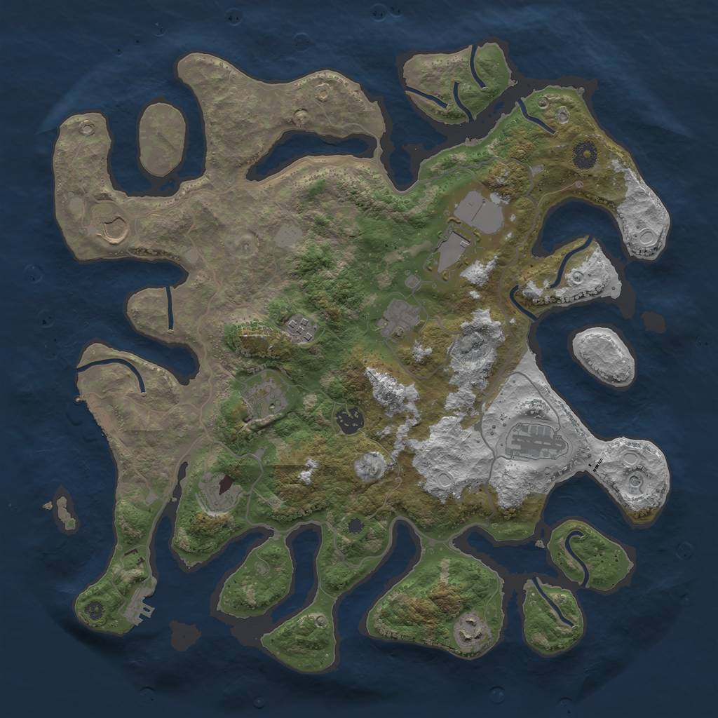 Rust Map: Procedural Map, Size: 4000, Seed: 653282, 17 Monuments