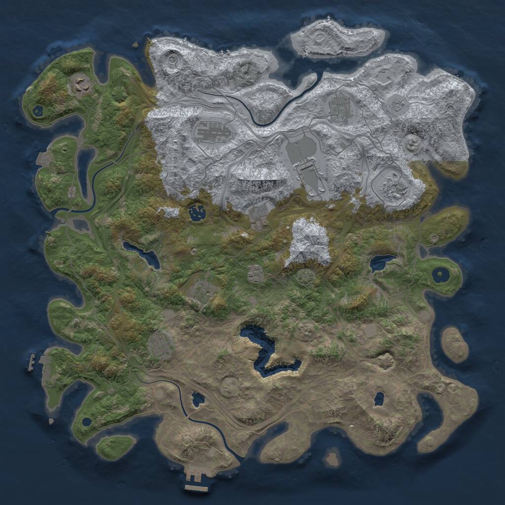Rust Map: Procedural Map, Size: 4500, Seed: 33839, 16 Monuments