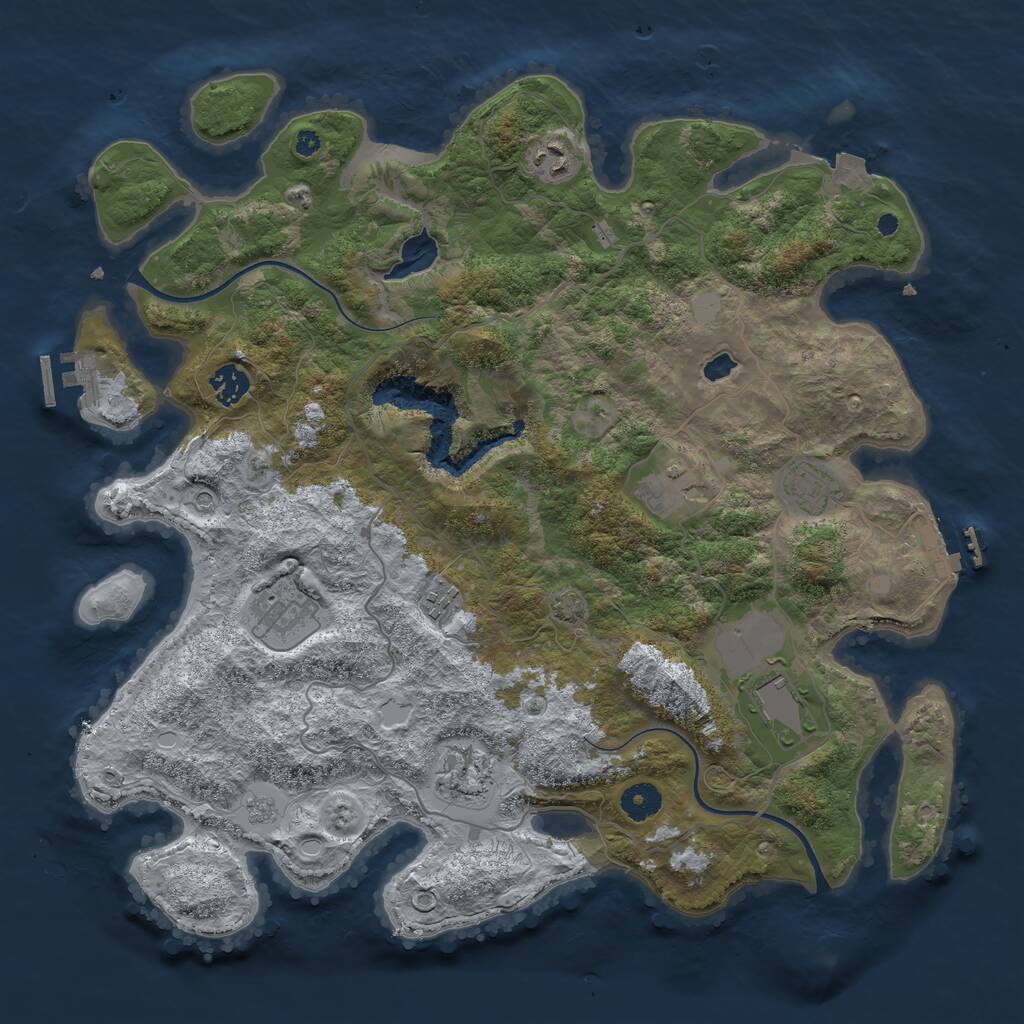 Rust Map: Procedural Map, Size: 4000, Seed: 283020, 14 Monuments